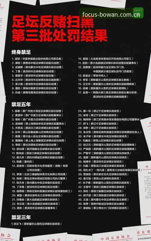 足协第三批禁足名单公布：17人终身禁赛的3大深层警示与48人受罚全解析